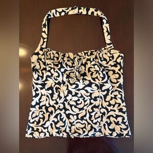 Ann Taylor Black and Cream Patterned Top